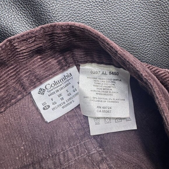 Columbia Women's Corduroy Pants Brown Stretch Straight Leg Slash Pocket 14 - Picture 8 of 11